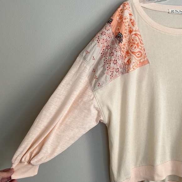 We the Free Free People Feelin It Slouchy tee in alabaster combo size XS - Picture 5 of 14